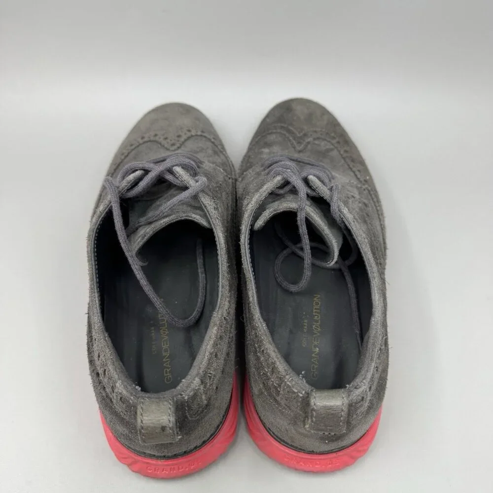 Cole Haan Grand Evolution Wingtip C26858 Shoes Suede Red Sole Mens Size 9W